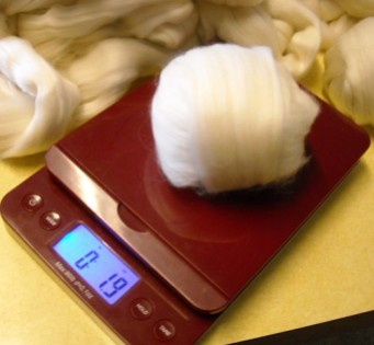shaped dryer ball on scales