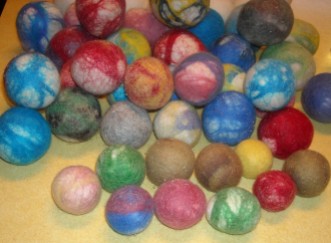 cat toys=felted wool balls