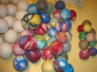various sizes of felted balls